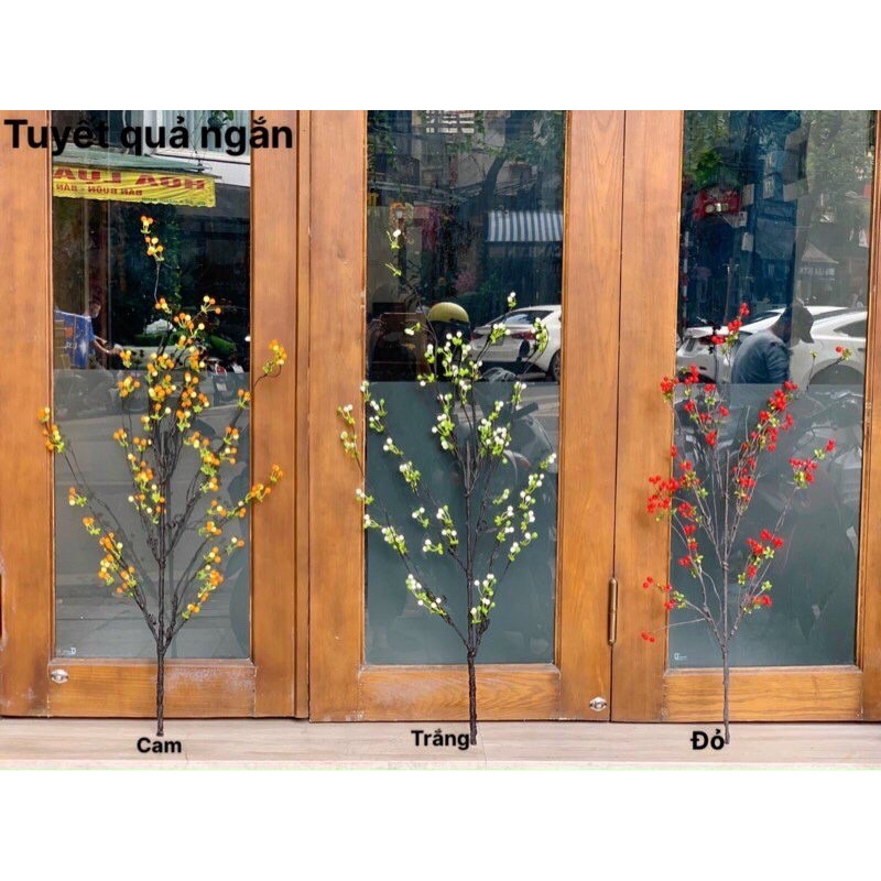 Cành điểm tuyết cắm cùng mộc lan_Hoa giả_hoa lụa