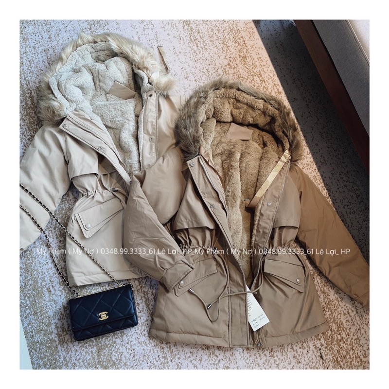 BÁN SỈ ÁO PARKA LÓT LÔNG QC TÚI CHÉO M962 CHO NỮ - Dây rút ngoài