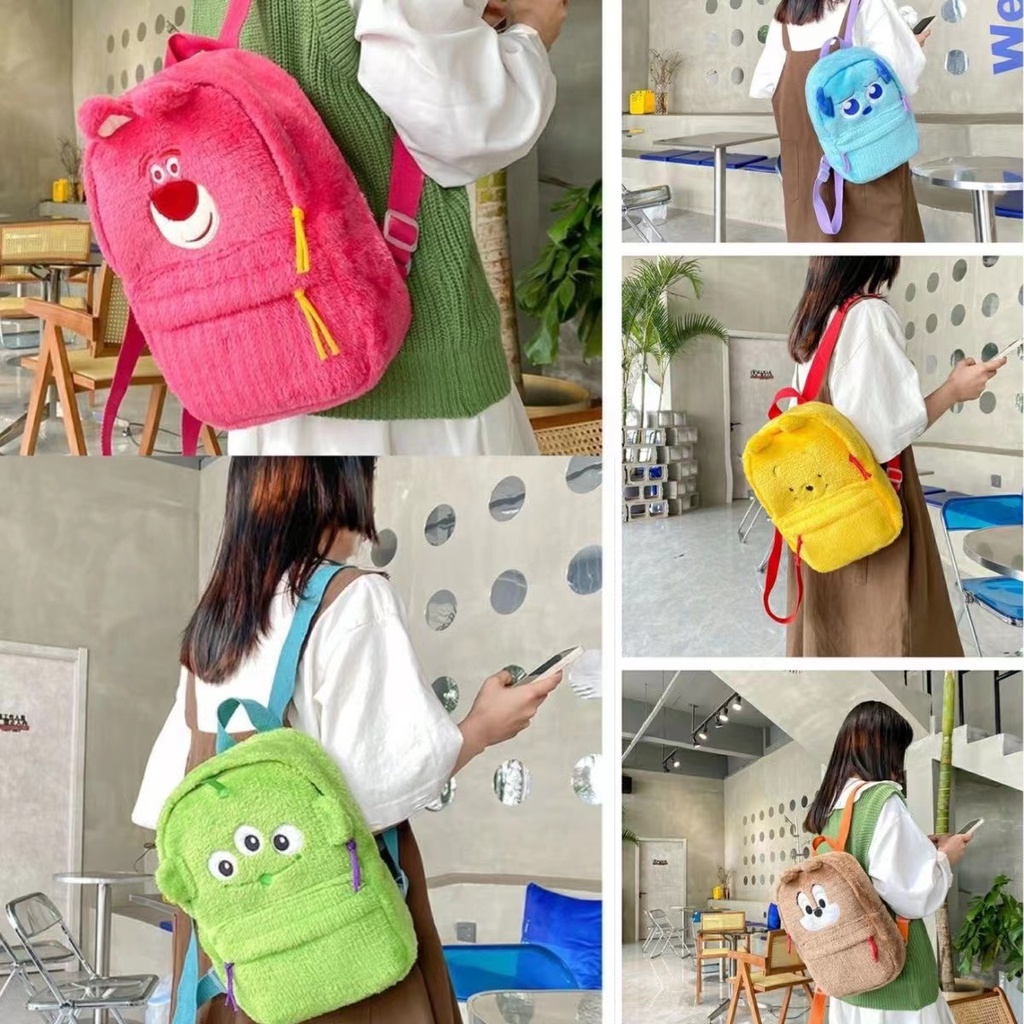 Dễ thương Sulli túi văn thư Vinnie gấu ba mắt, sóc chuột, ba lô nhồi bông phim hoạt hình hai vai túi
