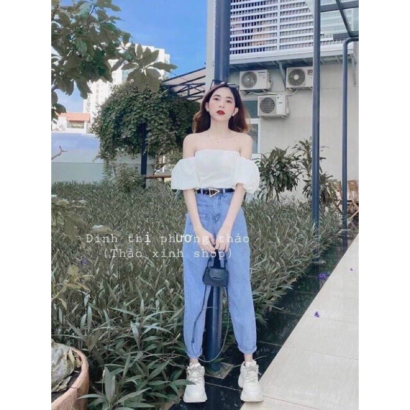 Quần bagy bò túi trước