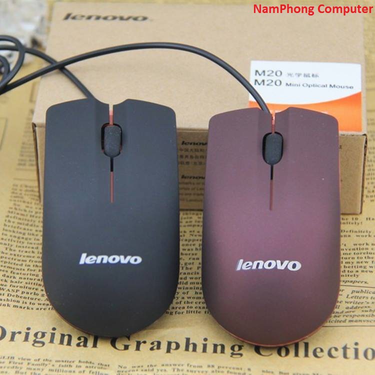 Chuột quang Lenovo mini M20 + bàn di chuột Logitech loại nhỏ Fullbox có bảo hành (Combo)