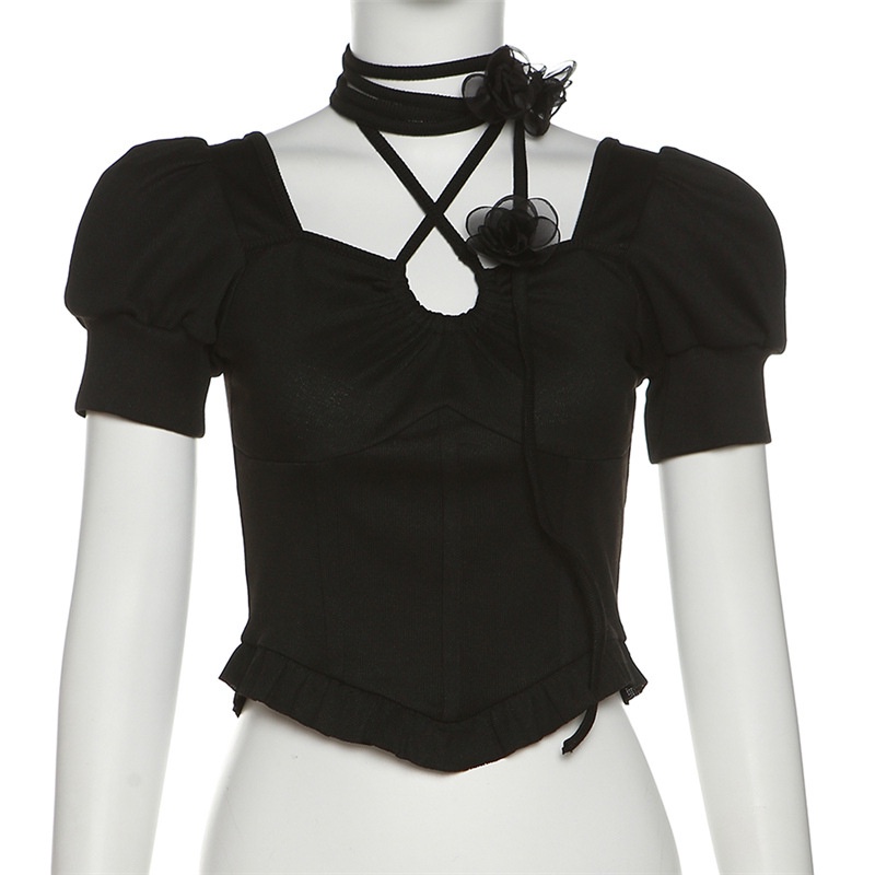 Áo Thun Ngắn Tay Thêu Hoa Thời Trang Dành Cho Nữ