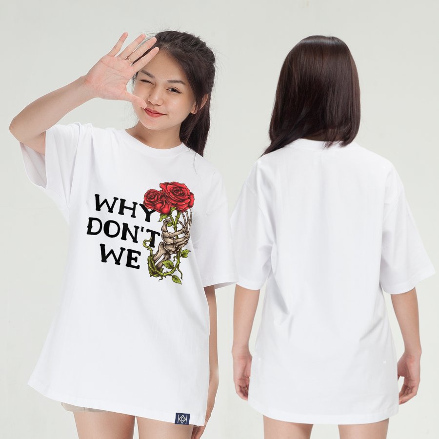 Áo thun nữ nam Cotton thoáng mát hoa hồng tại sao chúng ta không MVR KK3876