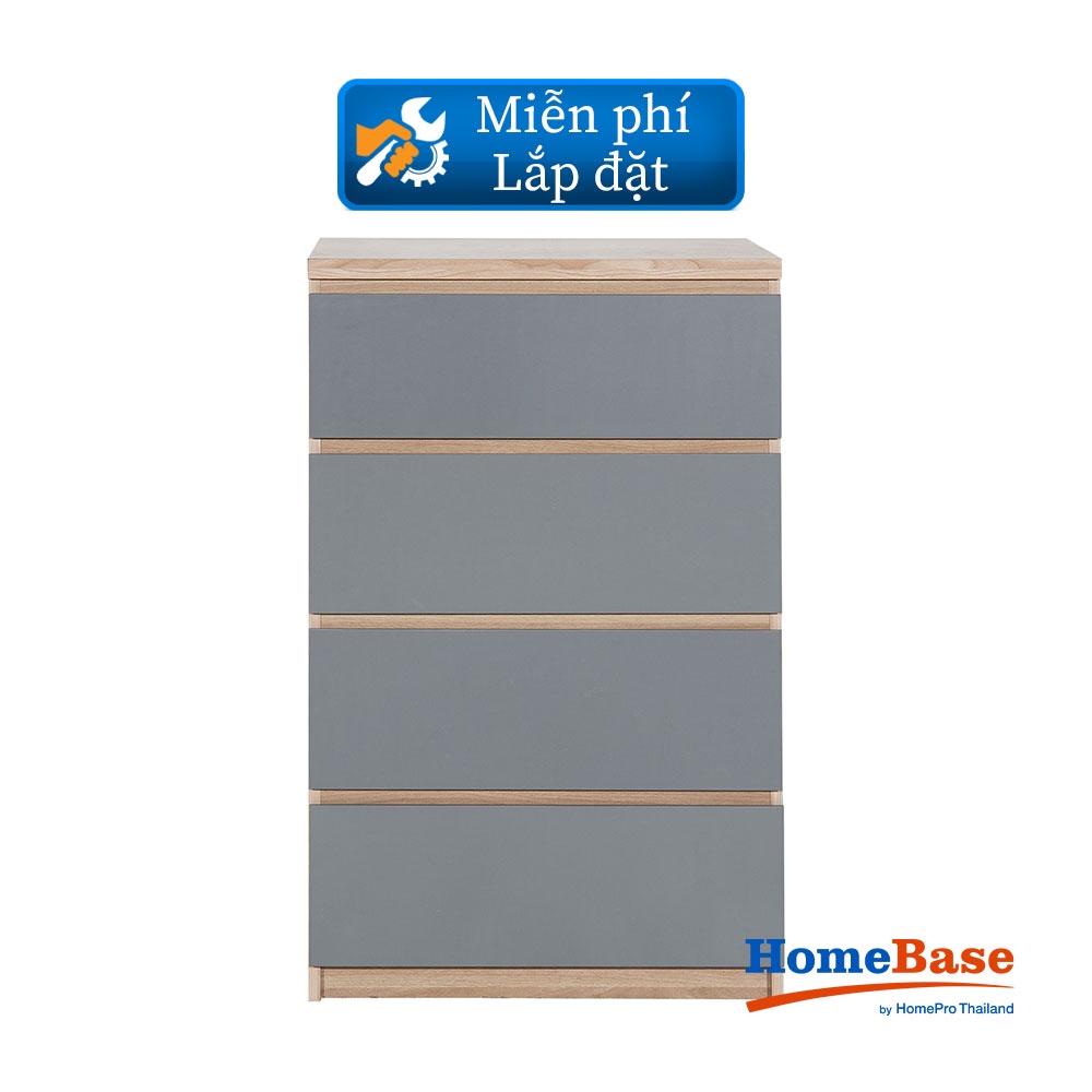 HomeBase FURDINI Tủ gỗ 4 ngăn Thái Lan W60xD40xH93CM màu xám/gỗ sồi