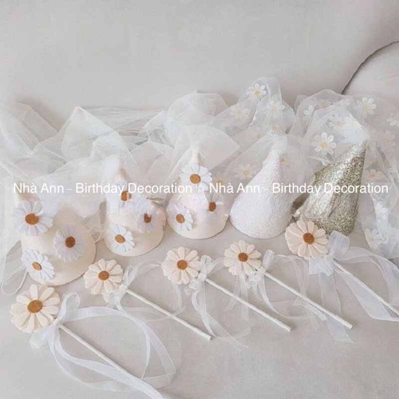 SET MŨ VÀ GẬY HOA CÚC/ HOA DAISY NHÀ ANN