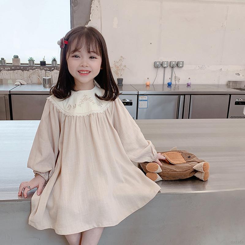 Đầm tay dài thêu hoa kiểu dáng dễ thương thời trang thanh lịch cho bé gái