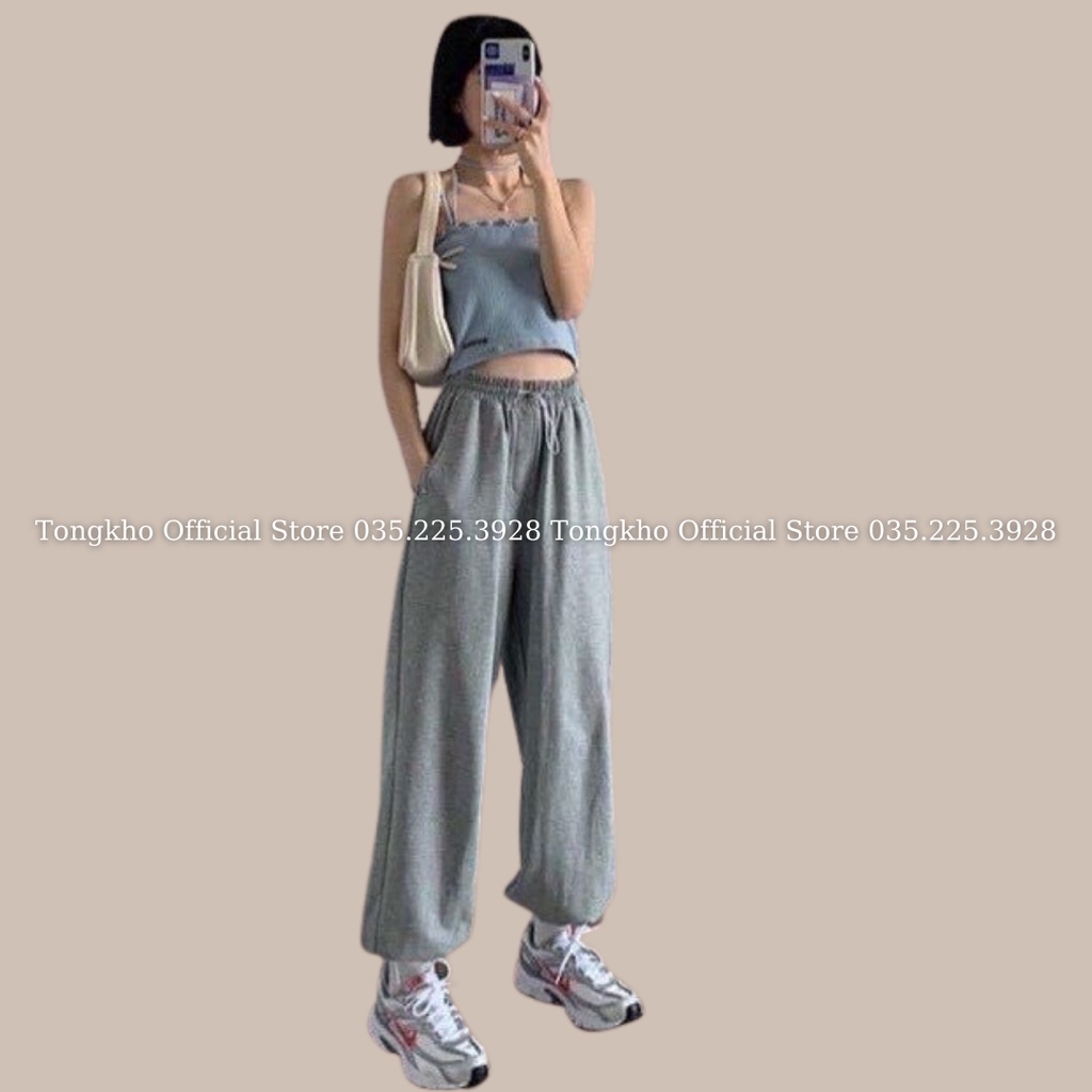 Quần jogger nữ BIGSIZE ống rộng bo gấu unisex Quần chun gấu 297