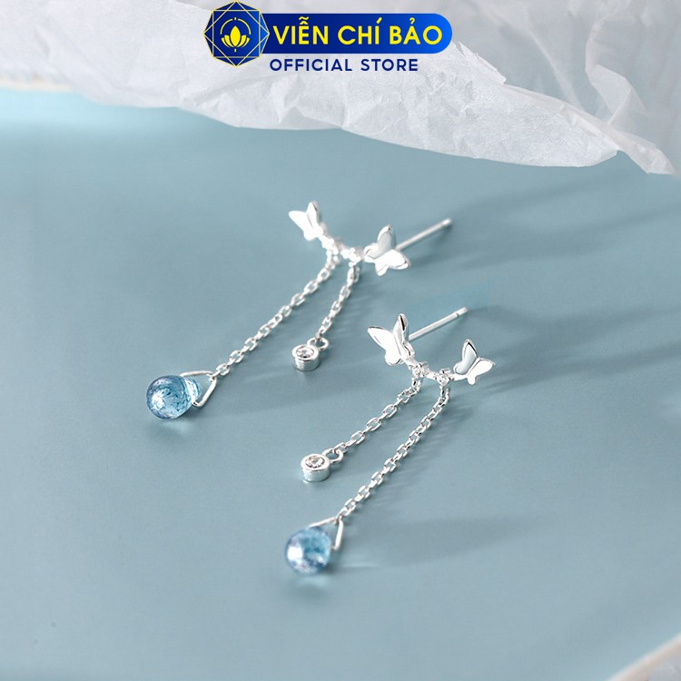 Bông tai bạc nữ cánh bướm giọt nước chất liệu bạc 925 thời trang phụ kiện trang sức Viễn Chí Bảo B400454