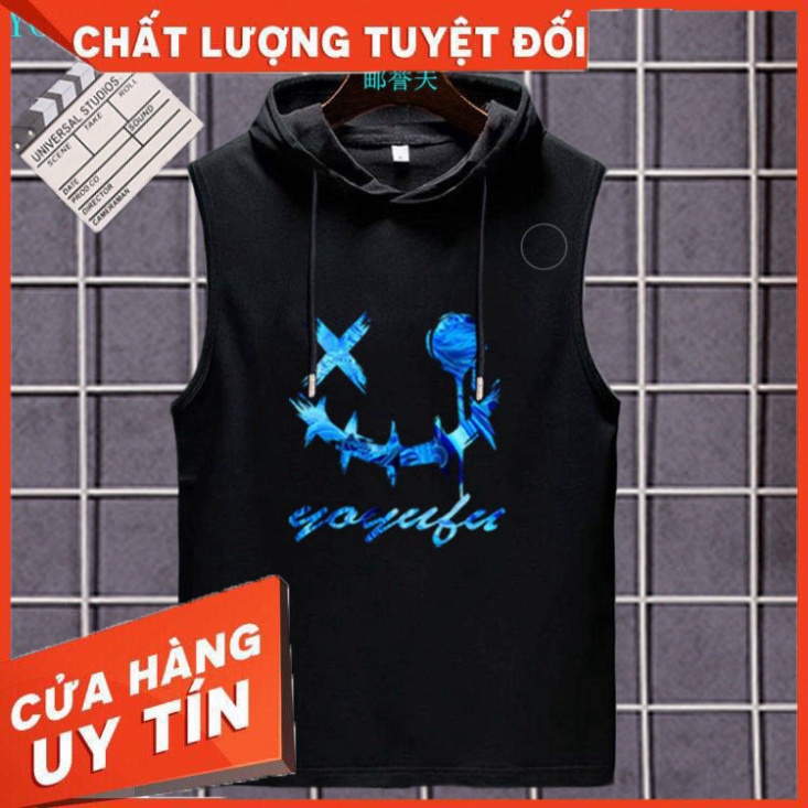 Áo phông nam không tay kiểu Mới Mùa Hè Áo vest nam có mũ rộng rãi cho học sinh thời trang thể thao trẻ trung - Hàng nhập