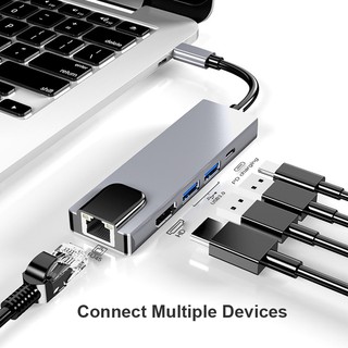 Cổng điều hợp loại C tới HDMI/USB 3.0/Ethernet LAN/USB C 5 trong 1 cho Macbook Air/ Pro Samsung s10 Huawei mate 20