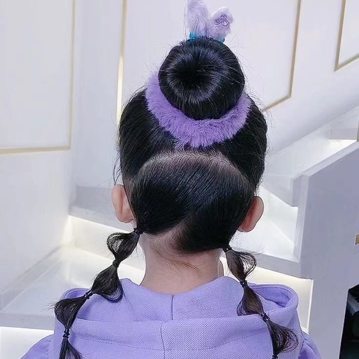 Dây Buộc Tóc Gắn Quả Cầu Lông Thỏ Dễ Thương Cho Nữ