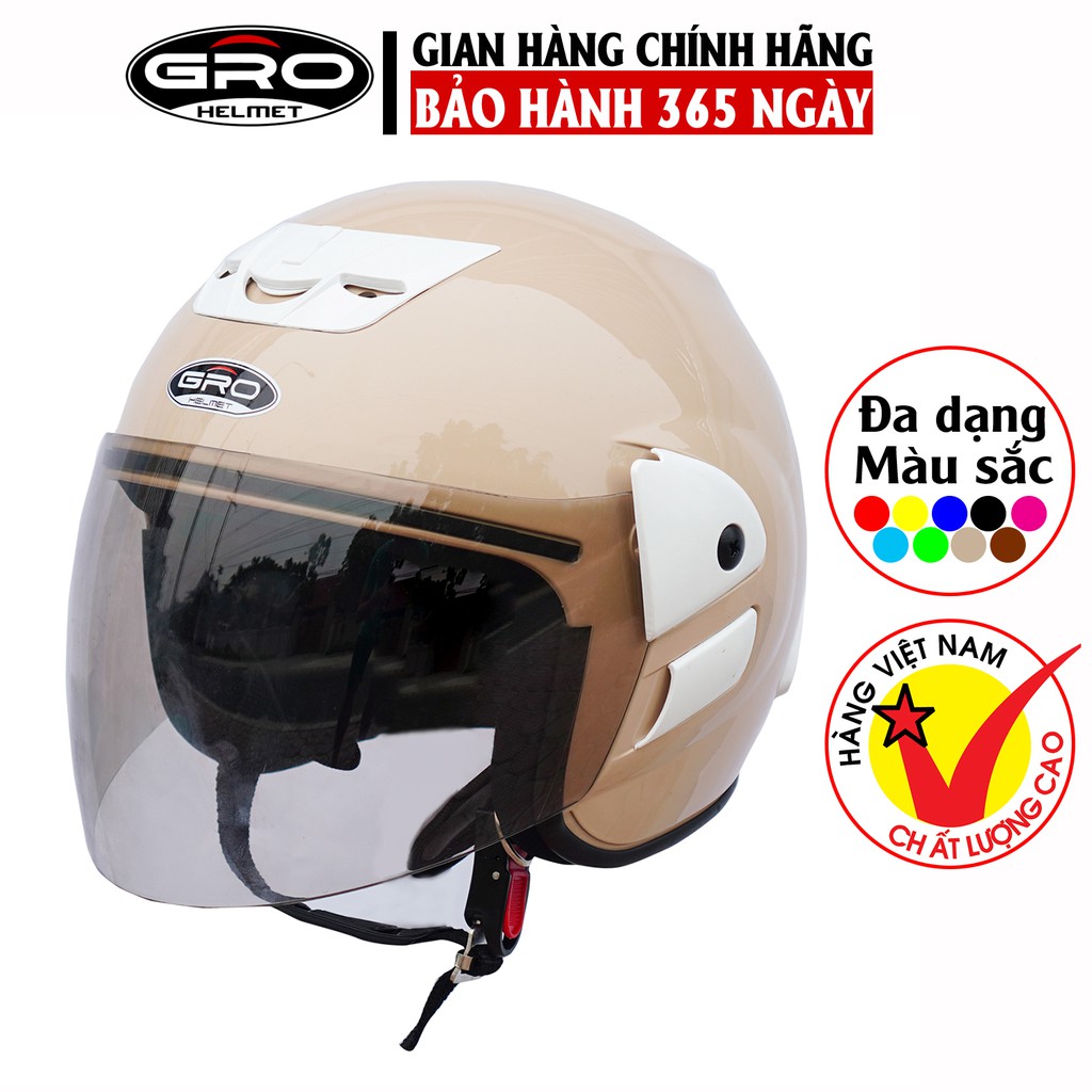 [Xả Kho Giá Gốc] Mũ Bảo Hiểm Gro 3/4 đầu T318 V2, có kính dài che kín mặt, kiểu dáng Honda trẻ trung cho cả nam và nữ