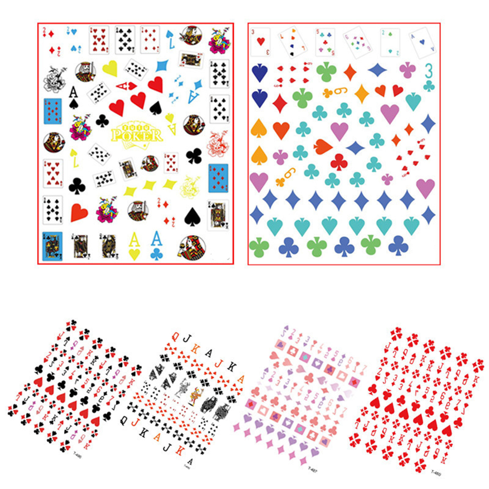 (Hàng Mới Về) Set 10 Tấm Nhãn Dán Trang Trí Móng Tay Nghệ Thuật Hình Lá Bài Poker 3D