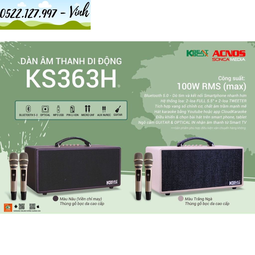 Dàn Karaoke di động Acnos KBeatbox KS363H - Hàng chính hãng năm 2022 - Gia Khang Shop