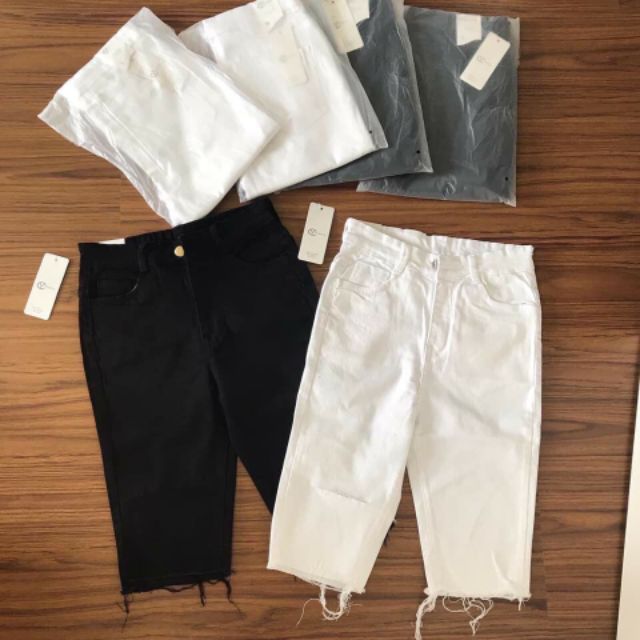 Lenkapas - Quần ngố kaki jeans rách đùi