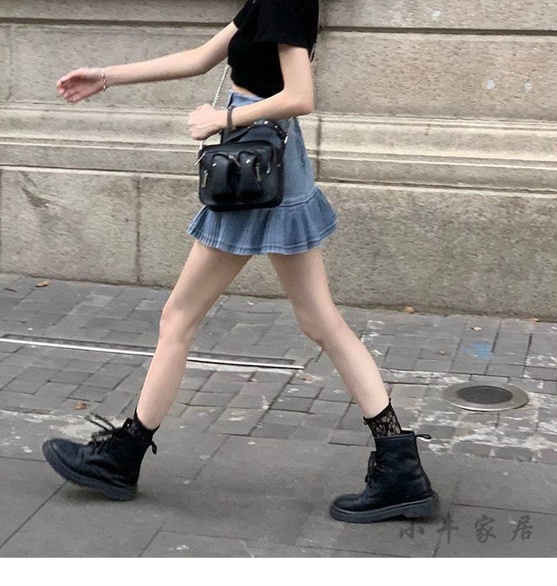 Chân Váy Jeans Lưng Cao Phong Cách Hàn Quốc Thời Trang Cho Nữ