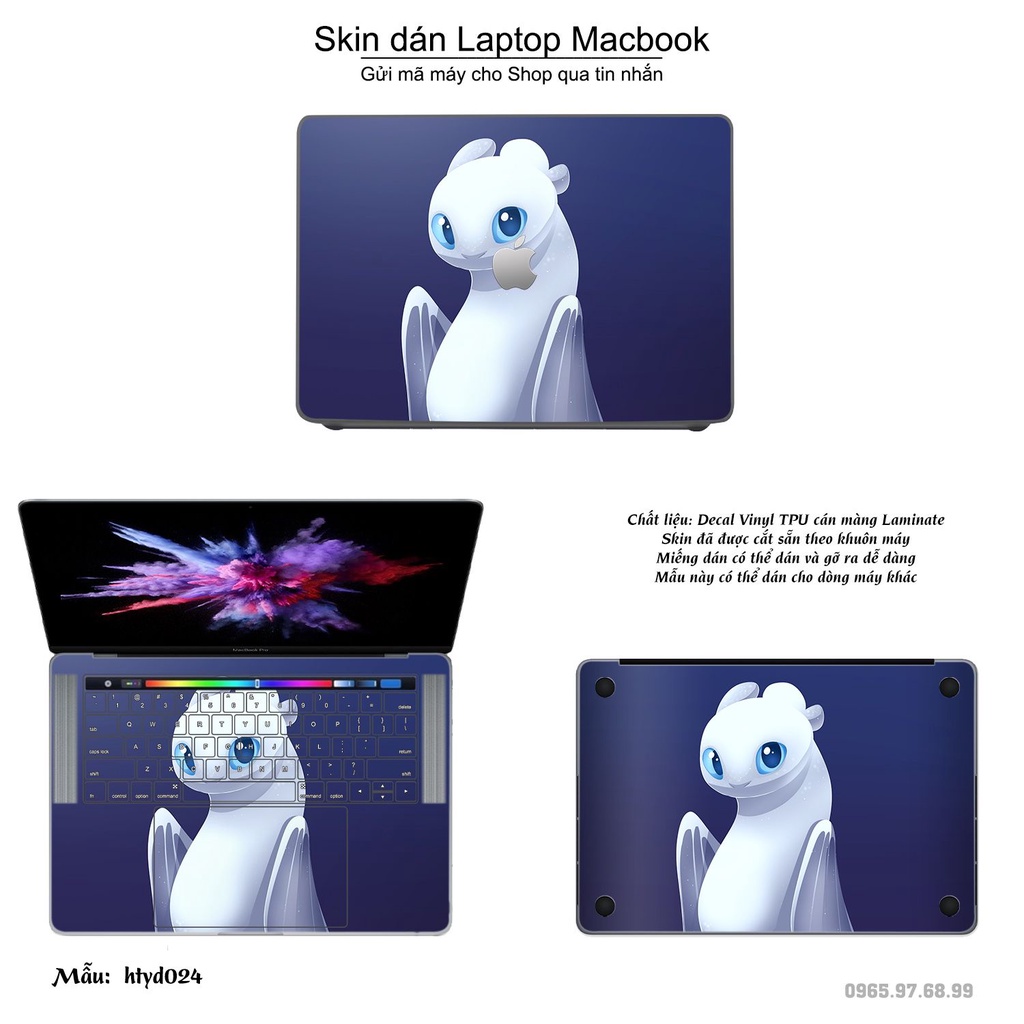 Skin dán Macbook mẫu bí kíp luyện rồng (đã cắt sẵn, inbox mã máy cho shop)