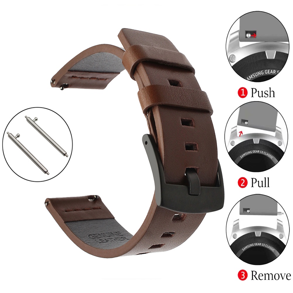 Dây Đeo Bằng Da 22mm Cho Đồng Hồ Thông Minh Moto 360 2 46mm Nam Ticwatch 1 Gear 2 Neo Live Pebble Time