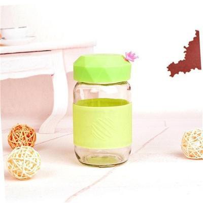 Bình nước nắp xương rồng 300ml BN9 thuỷ tinh bình nước cute chai nước dễ thương