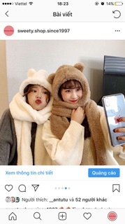 Mũ lông gấu ulzzang