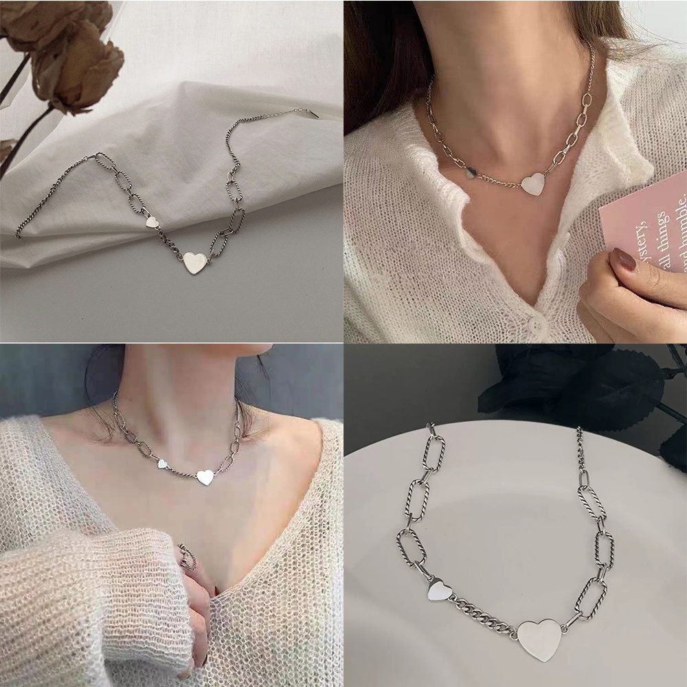 Vòng cổ ngắn mặt trái tim đơn giản thời trang Punk cho nữ