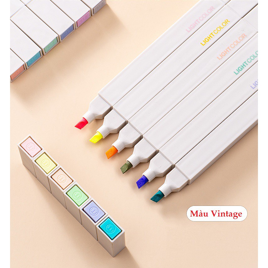 Set 11 Bút Màu 2 Đầu Highlight Dạ Quang Đánh Dấu Lên Màu Pastel Và Dán Sticker Cực Xinh DIY - RosyPosy