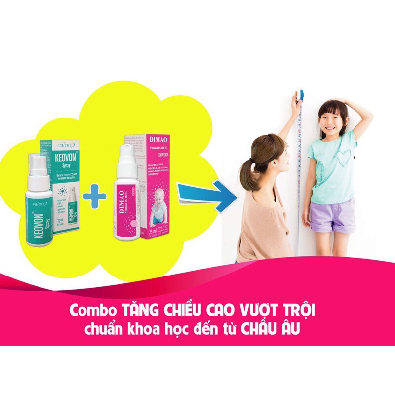 [ CHÍNH HÃNG + QUÀ TẶNG ] Dimao - Vitamin D3 400UI Dạng Xịt - Tăng Cường Hấp Thu Canxi - Hộp 25ml