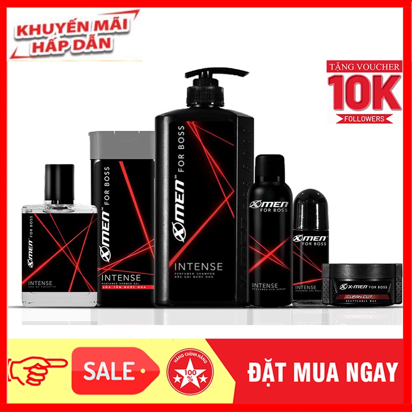 Combo X-Men For Boss trọn bộ mùi hương Intense(650g+49ml+150ml+70g+180g+50ml)