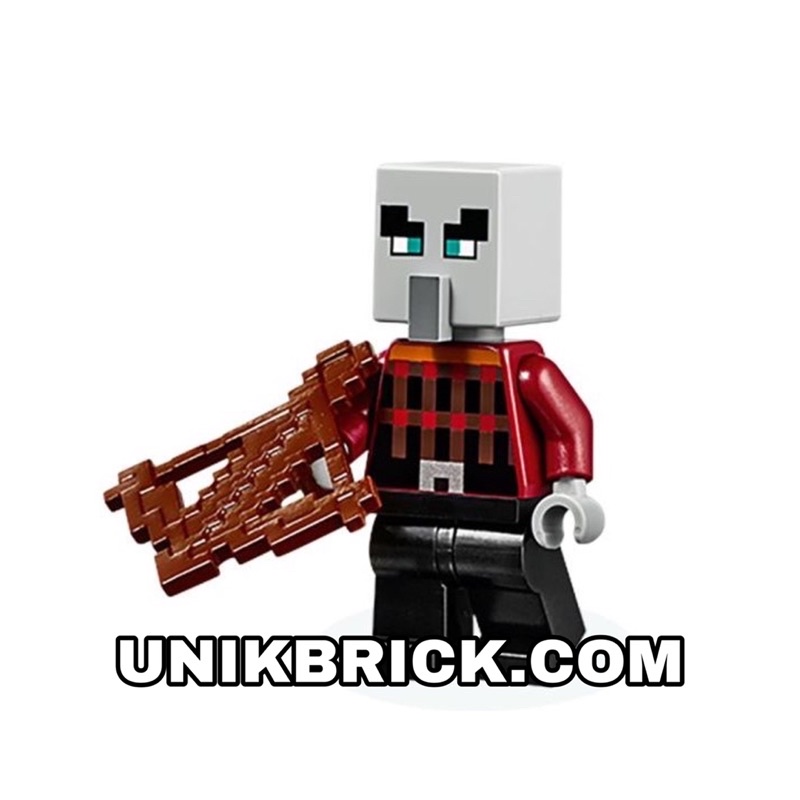 Lego UNIK BRICK Pillager Nhân vật Minecraft cầm cung nâu chính hãng (như hình)
