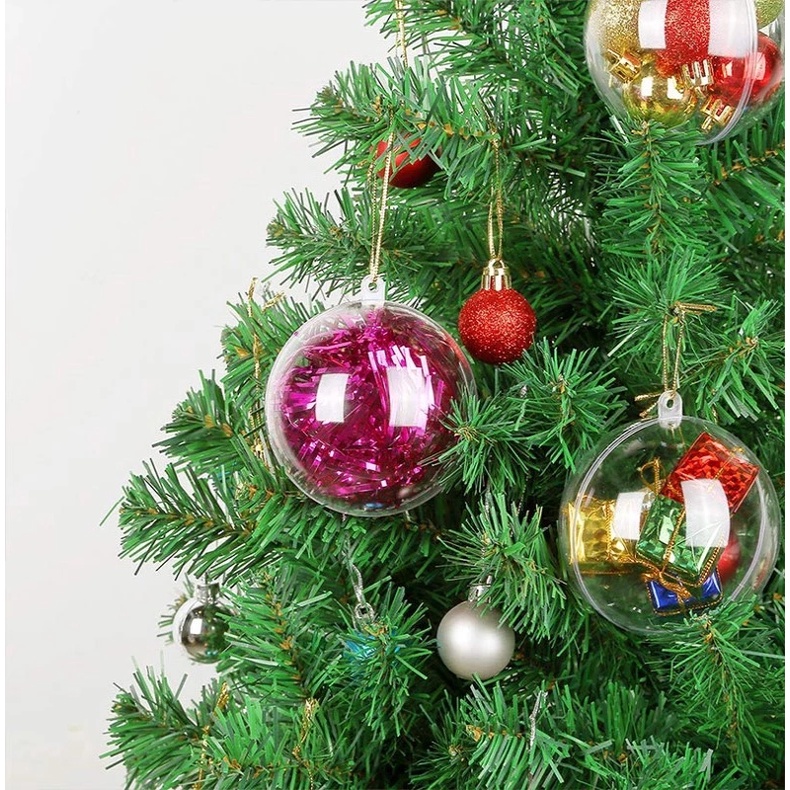 Quả cầu trong suốt nhiều màu sắc kích thước 8cm dùng trang trí cây thông noel