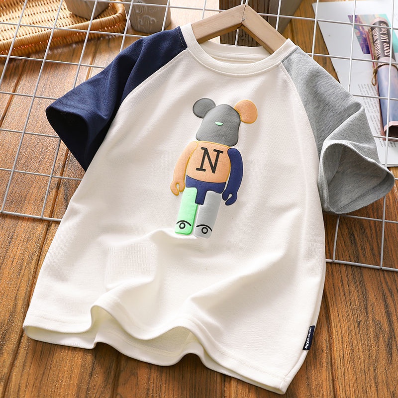 Áo Thun In Hoạt Hình Gấu Thời Trang Hè Cá Tính Dành Cho Bé Trai