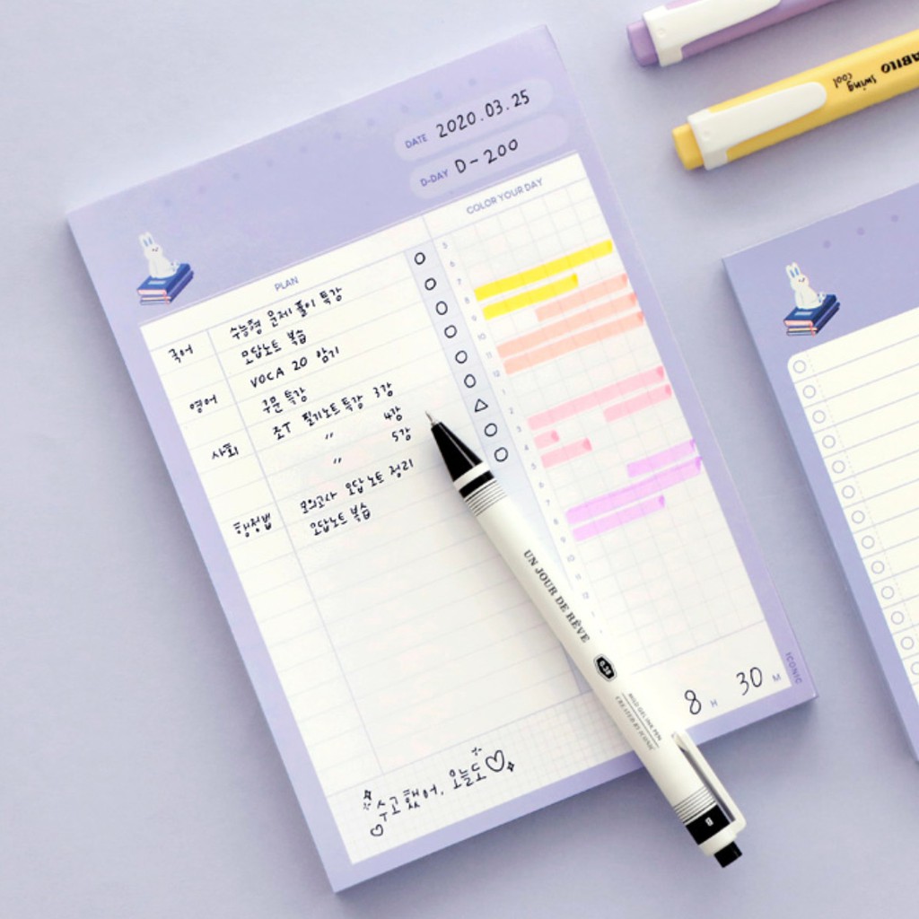 Giấy note/ Notepad ICONIC Haru study planner A5 - lên kế hoạch học tập hàng ngày