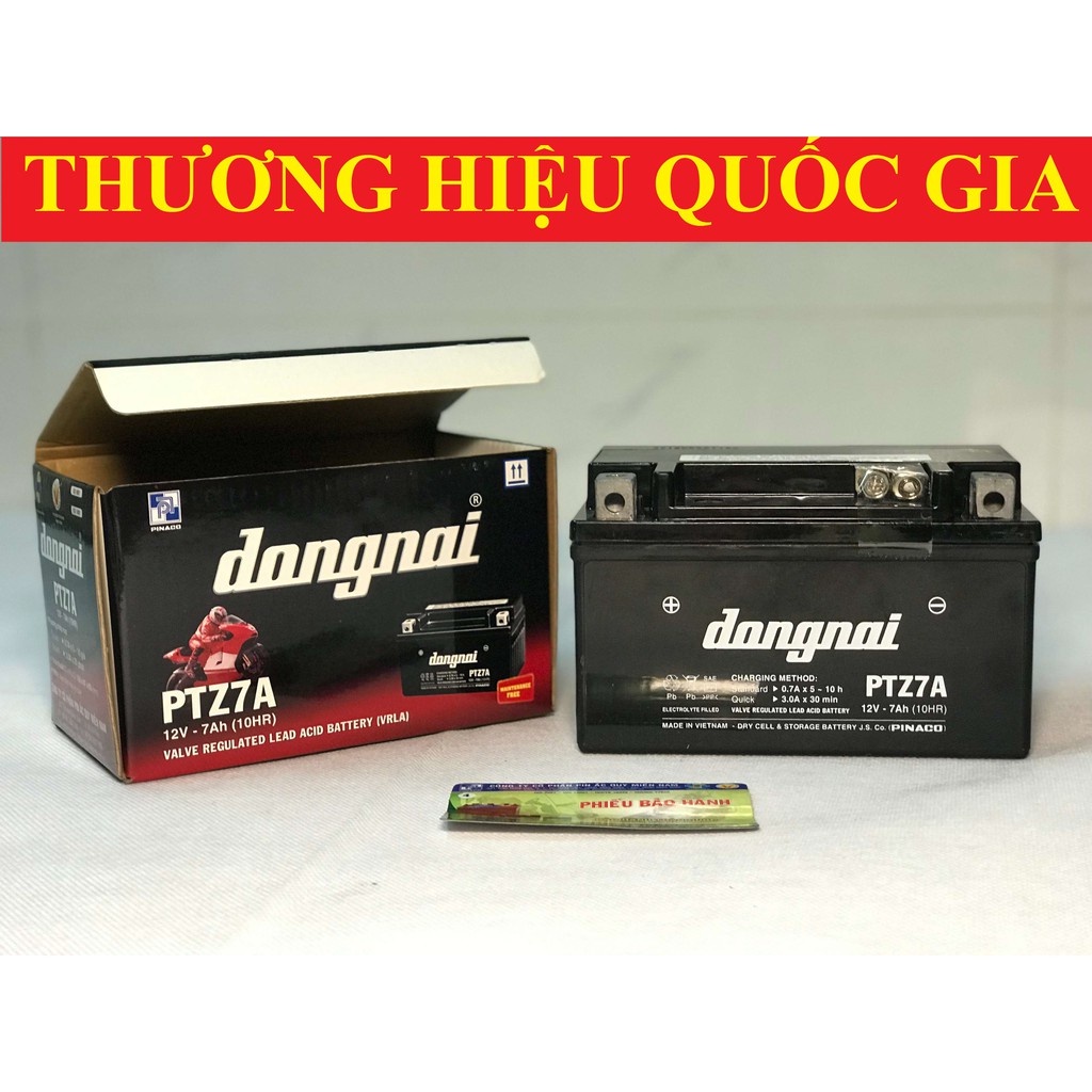 Ắc quy xe Attila, Spacy PTZ7A,  ắc quy Đồng Nai BH 6T chính hãng 12V7A, piago
