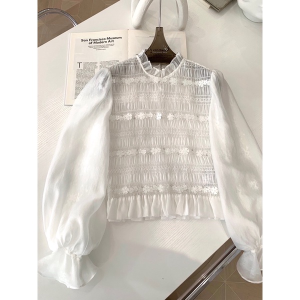 Áo dài tay bồng thiết kế thanh lịch nhẹ nhàng cho nữ thương hiệu thời trang cao cấp