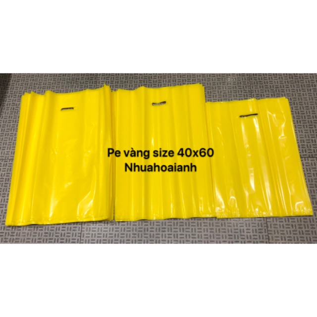 Túi pe màu vàng size 40x60, túi đựng laptop, túi nilon size to có xách, túi đựng đồ linh kiện vi tính
