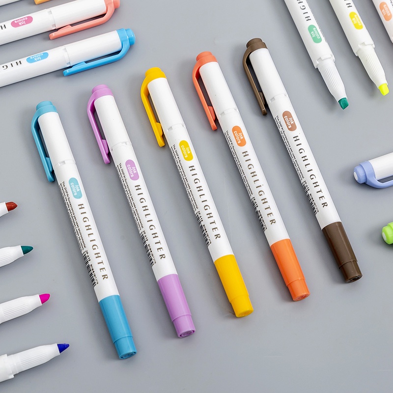 Bộ bút đánh dấu hai đầu 5 màu mềm mại dành cho học sinh