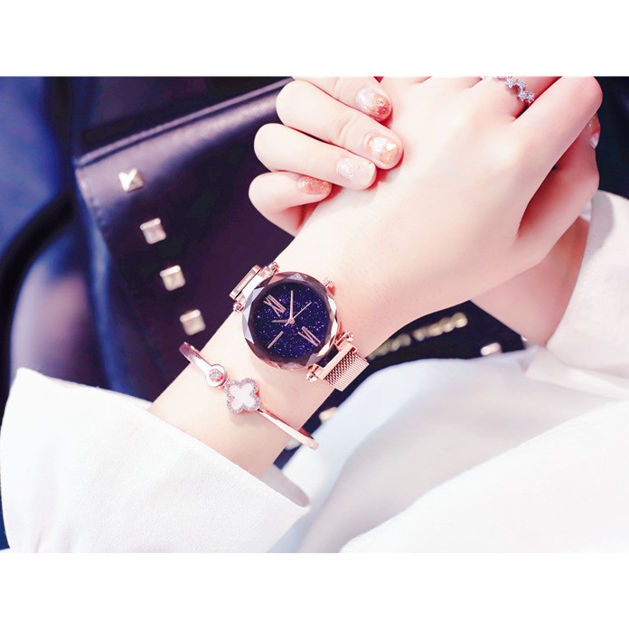 (NEW TREND) Đồng Hồ Nữ Ulzzang 2702 Mặt Kim Sa - Dây Titanium Khoá Nam Châm Thông Minh | BigBuy360 - bigbuy360.vn