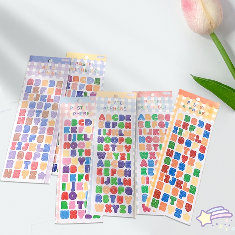 Set 2 tấm hình dán bảng chữ cái chống thấm nước bằng PVC màu pastel