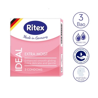 Bao cao su bôi trơn gấp đôi Ritex Ideal siêu ẩm ướt, bao cao su cao cấp chính hãng nhập khẩu Đức)