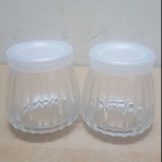 Hủ thủy tinh 120ml làm sữa chua sọc nắp nhựa