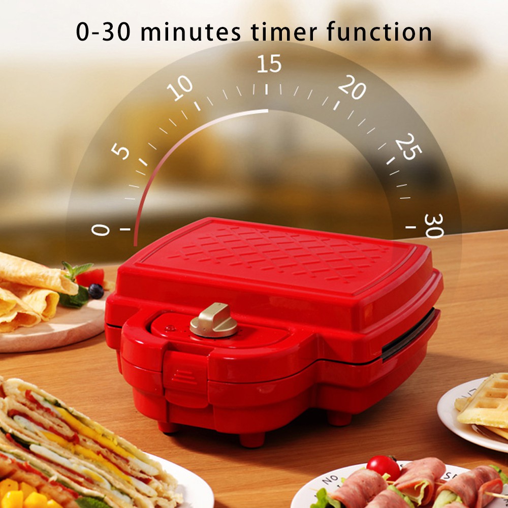 Máy Làm Bánh Sandwich Hai Mặt Chống Dính 5 Trong 1 Có Thể Tháo Rời Có Đèn Led Chỉ Báo 750W