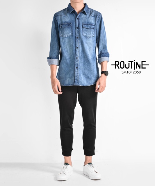 [Mã FAMALLT5 giảm 15% đơn 150K] Áo sơ mi nam loại áo denim hot nhất 2018 của hãng thời trang nam Routine