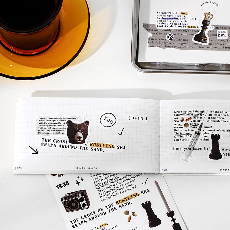 Bộ 2 Tấm Sticker Dán Trang Trí Hình Mhamm Màu Trắng Đen Sáng Tạo