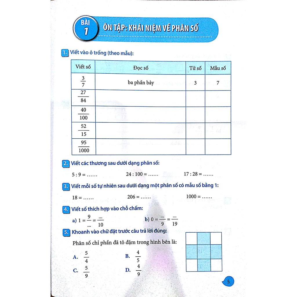 Sách - Vở bài tập thực hành toán lớp 5 - tập 1
