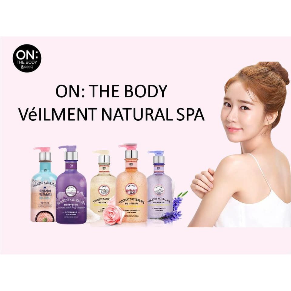 Sữa tắm tẩy da chết trắng da ON: The Body Véilment Natural Spa chính hãng LG Vina/ hoa hồng, nhài, lavender oải hương