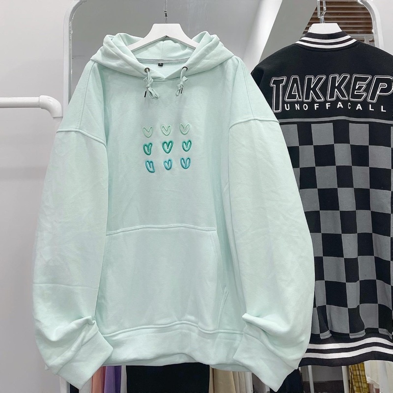 Áo hoodie nỉ xanh mint trái tim (ảnh thật) | BigBuy360 - bigbuy360.vn