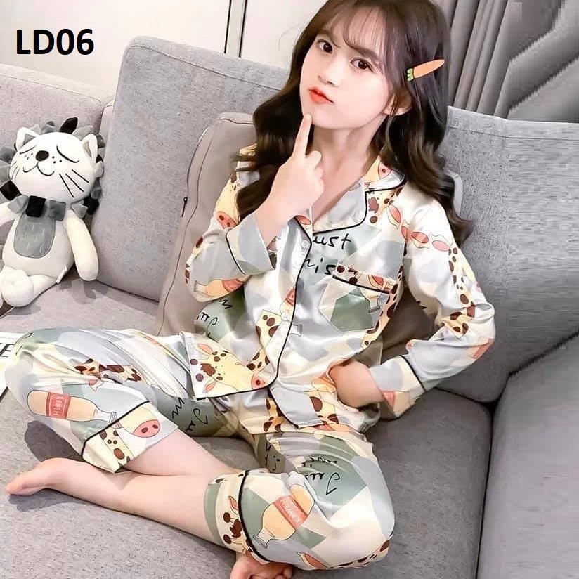 Đồ đồ trẻ con COCA KID cao cấp - bộ đồ ngủ dài tay cho bé chất lụa thoáng mát in hình cực đáng yêu Cho Bé 8-39kg