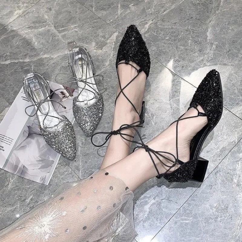 Giày bling bling đan dây