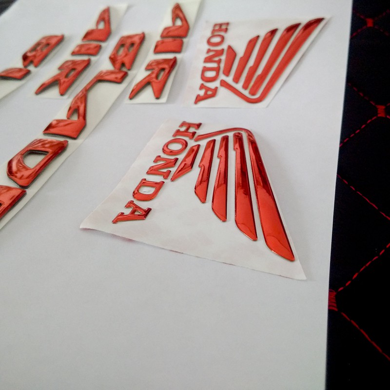 Bộ tem Air Blade, logo AB, Cánh Chim Honda 3D nổi màu Đỏ