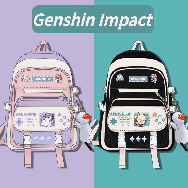 Genshin Impact Co-branded anime schoolbags for male and female primary school students Hu Tao/Keqing/Xiao large-capacity backpack for junior high school students